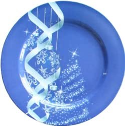 Plate 13"Tree & Ornament, Blue