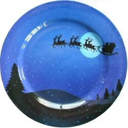 Plate 13" Santa,Sleigh w/Deer