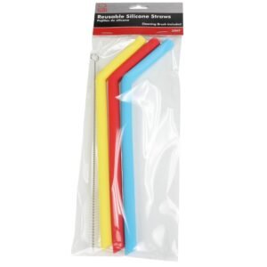Silicone Straw Bent -3 w/Brush
