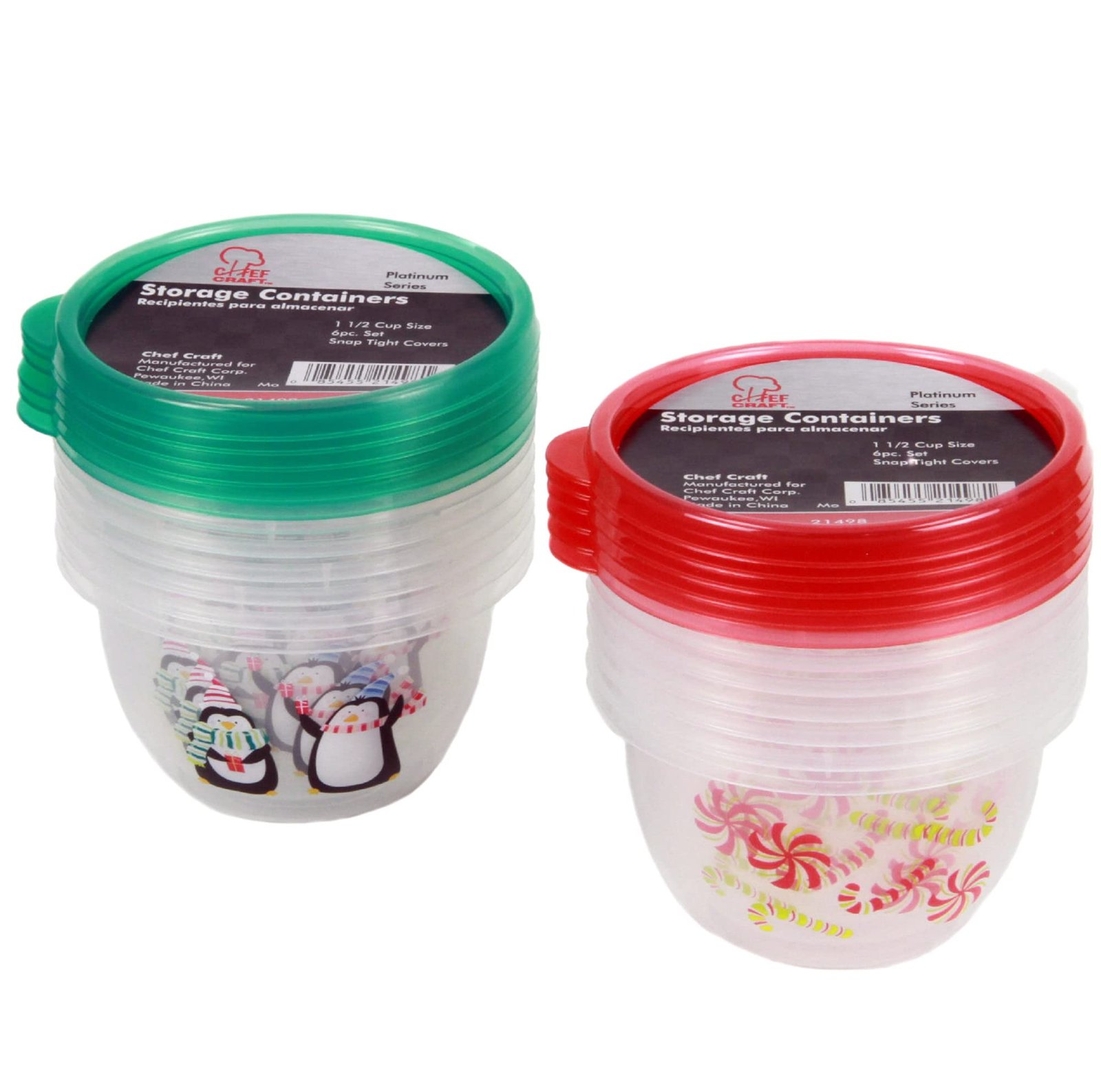 Containers 6pk,Rnd- Christmas