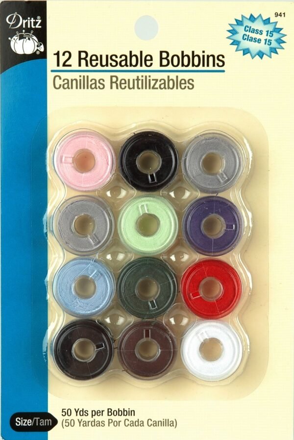 Dritz Bobbins Class 15 Reusable Pre Filled 12pc