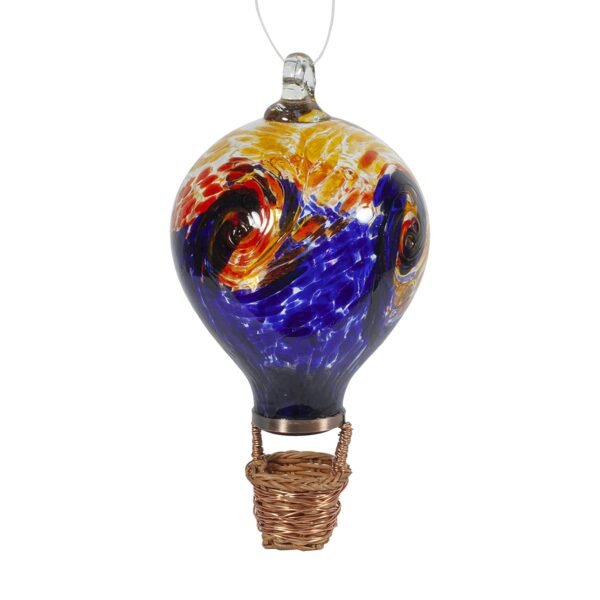 Echo Valley 4712 LED Solar Lanterns and Orbs, Luminous, Hand-Blown Art Glass, Blue/Orange