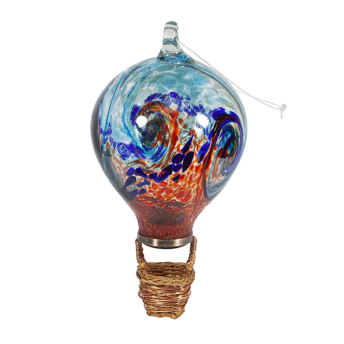 Echo Valley 4713 LED Solar Lanterns and Orbs, Luminous, Hand-Blown Art Glass, Aqua/Red