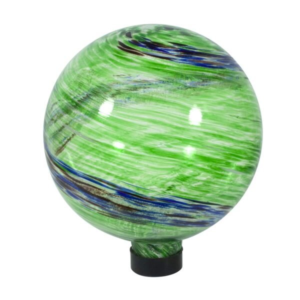 Echo Valley 8141 10-Inch Glow-in-the-Dark Illuminarie Glass Gazing Globe, Green Swirl