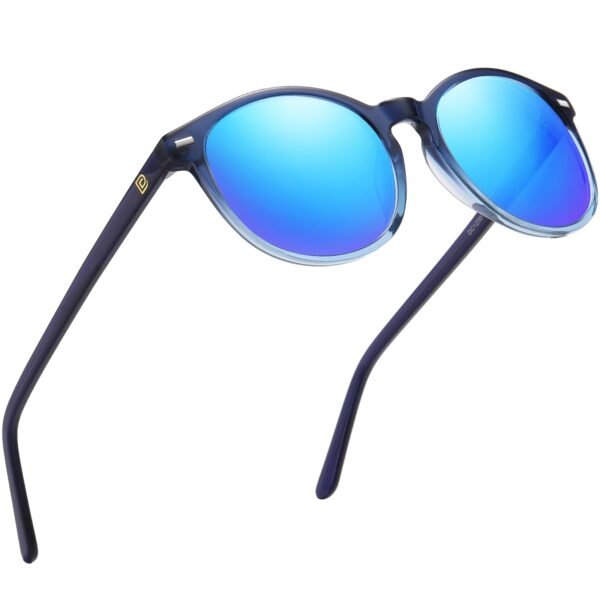 DUCO Retro Round UV400 Polarized Sunglasses for Women Men Vintage Shades Classic Acetate Trendy Fashion Sunglass DC1230