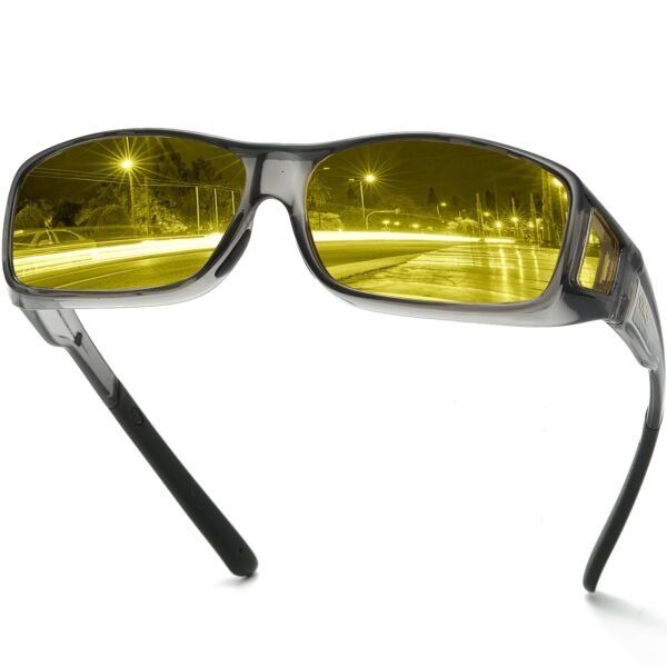 DUCO Night Vision Glasses for Driving at Dusk Rainy Day Anti Glare Fit Over Wrap Around Eyewear Glasses UV400 Polarized 8953Y