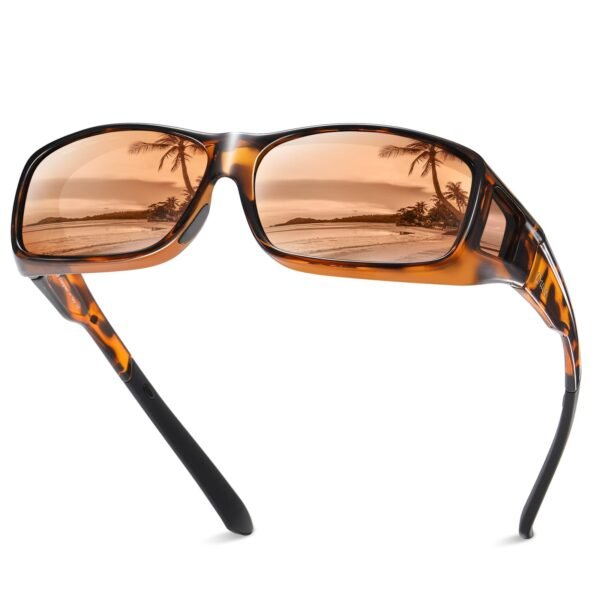 DUCO Wraparound Fit over Sunglasses for Men Women Polarized Wear Over UV Protection Sun Glasses 8954(L Size Tortoise Frame Brown Lens)