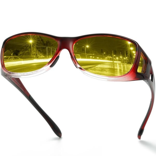 DUCO Night Vision Glasses for Driving at Dusk Rainy Day Anti Glare Fit Over Wrap Around Eyewear Glasses UV400 Polarized 8953Y